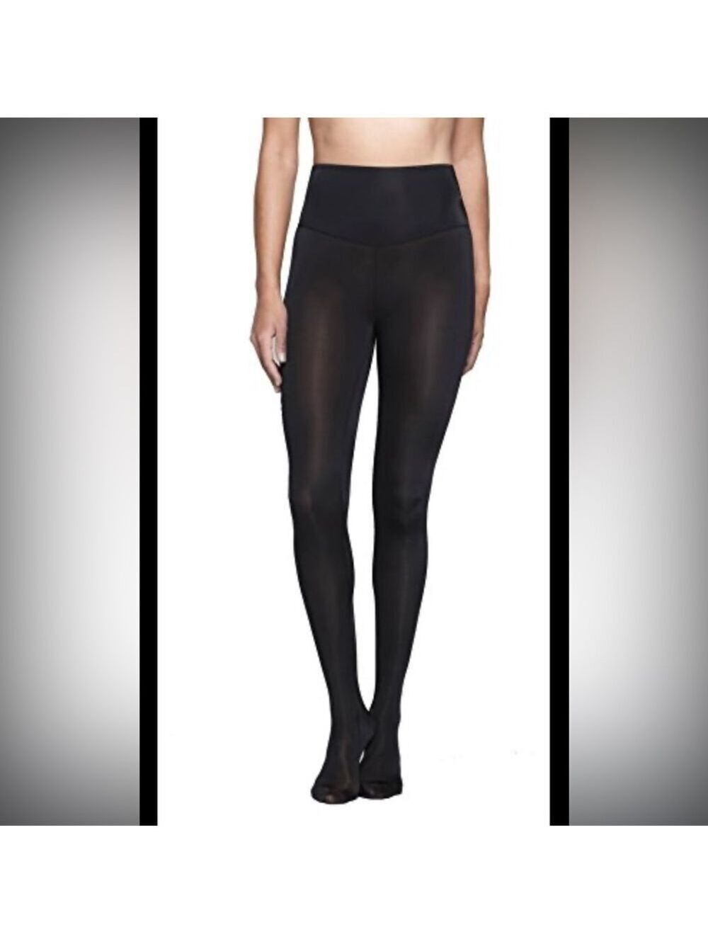Yummie Tummie by Heather Thompson Riley Sheer & Smooth Footed Tights Black Small